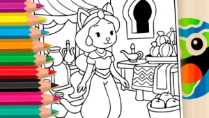 Desenho Kawaii Jasmine Aladim GRÁTIS ▷ Pinte Online Agora