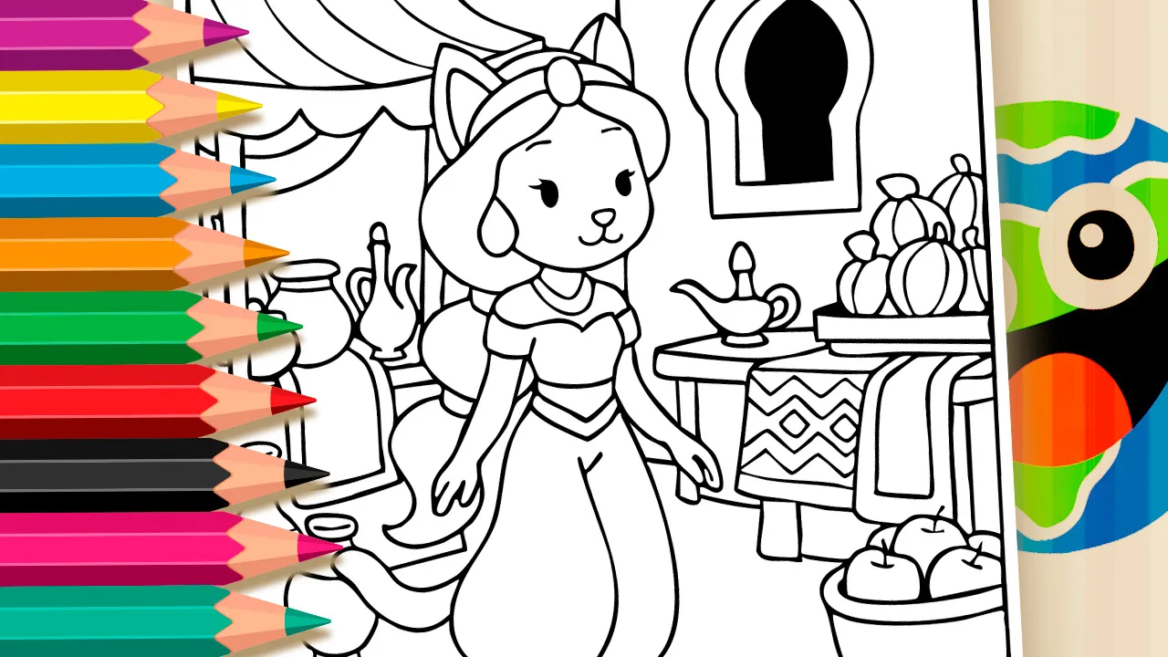 Desenho Kawaii Jasmine Aladim GRÁTIS ▷ Pinte Online Agora