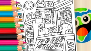 Desenho para colorir Loja de Doces para Colorir GRÁTIS ▷ Pinte Agora!