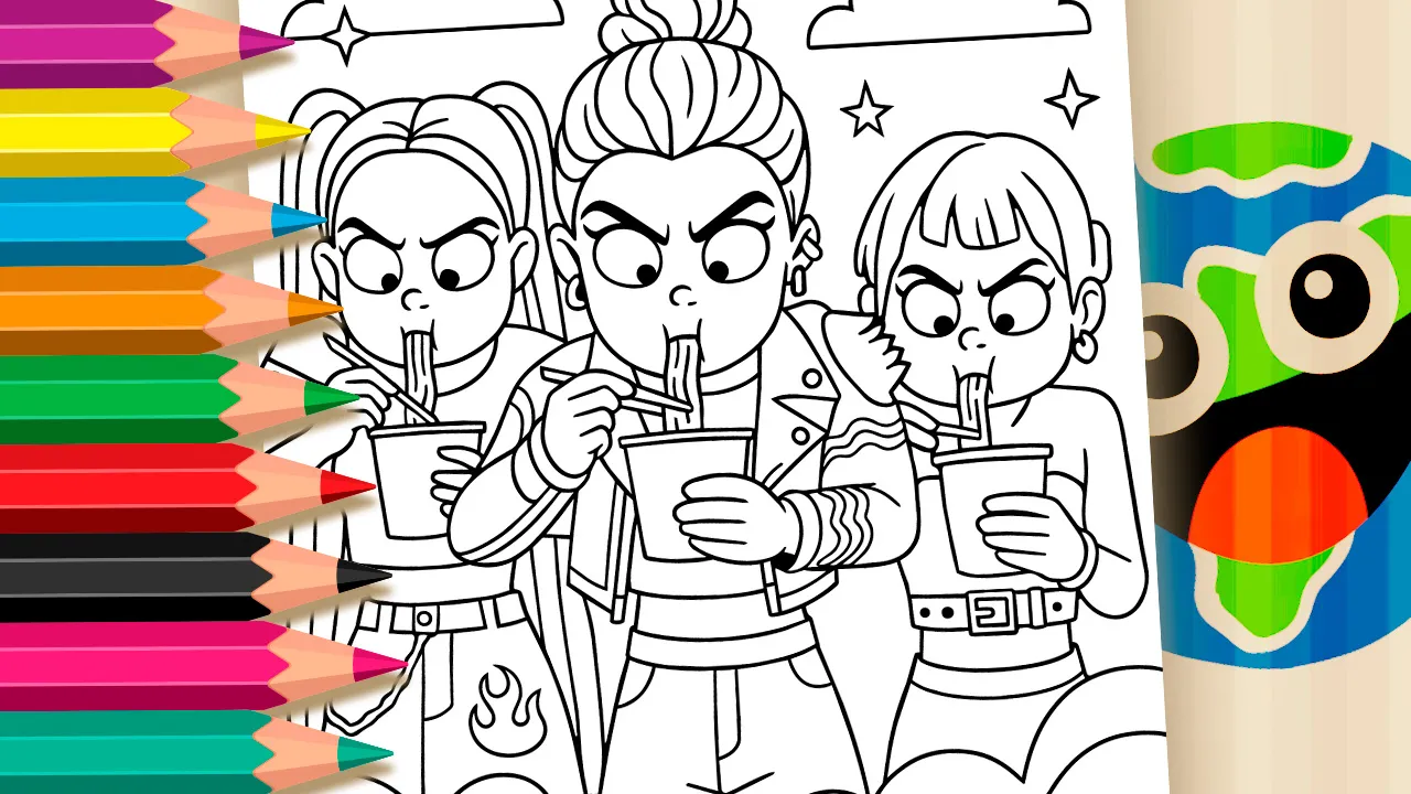 Macarrão das Guerreiras do Kpop GRÁTIS ▷ Pinte Online