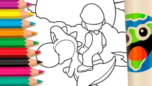 Desenho Mario no Yoshi para Colorir GRÁTIS ▷ Pinte Online