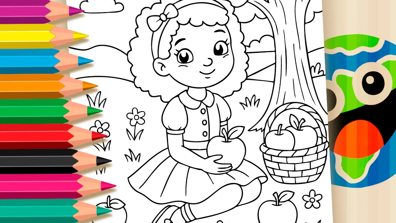 Menina na Macieira para Colorir GRÁTIS ▷ Pinte Agora