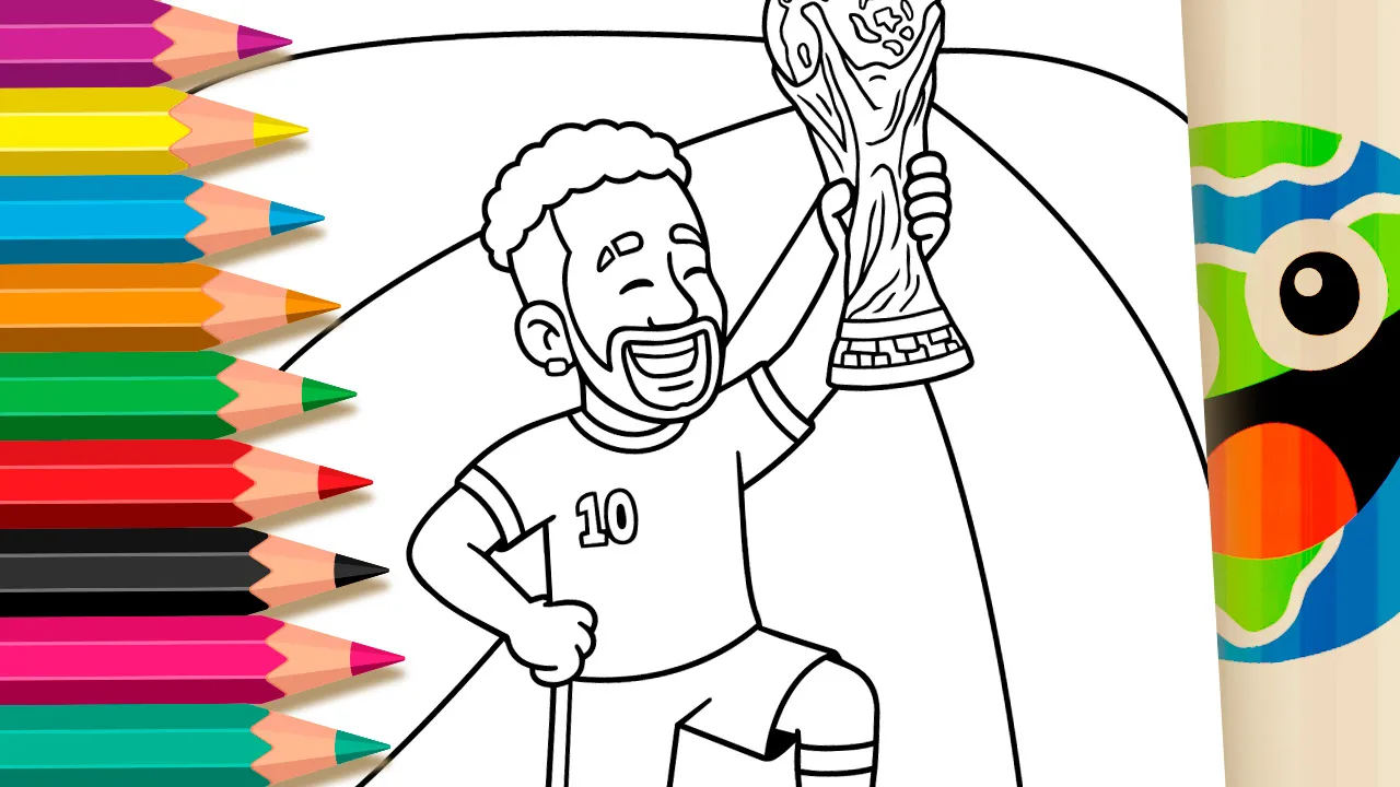 Desenho do Neymar Campeão Copa do Mundo para Colorir ▷ Pinte Agora!