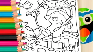 Desenho para colorir Desenho Vaquinha Kawaii Pescando GRÁTIS ▷ Pinte Online