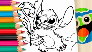 Desenho para colorir Stitch na Copa 2026 para Colorir GRÁTIS ▷ Pinte no Celular