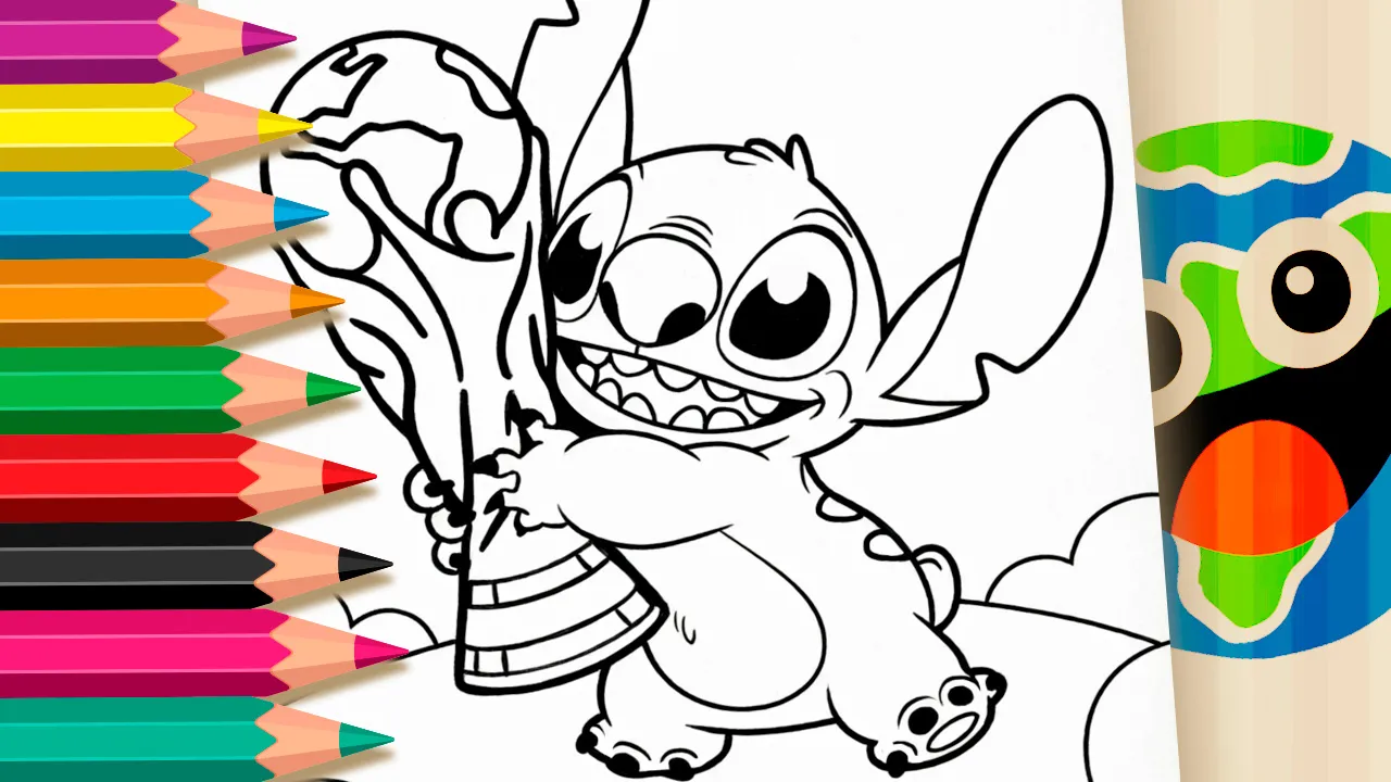 Stitch na Copa 2026 para Colorir GRÁTIS ▷ Pinte no Celular