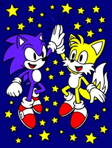 desenho sonic e tails a obra