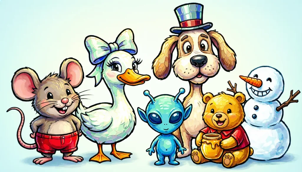 Personagens Disney em estilo mosaico colorido — Mickey, Stitch, Olaf e amigos para colorir no Mundo dos Jogos