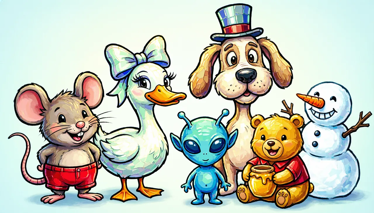 Personagens Disney em estilo mosaico colorido — Mickey, Stitch, Olaf e amigos para colorir no Mundo dos Jogos