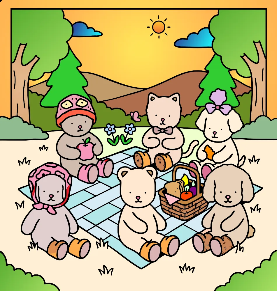 Piquenique – Desenho Colorido Online para Pintar e Imprimir | Jogo de Colorir grátis no Mundo dos Jogos