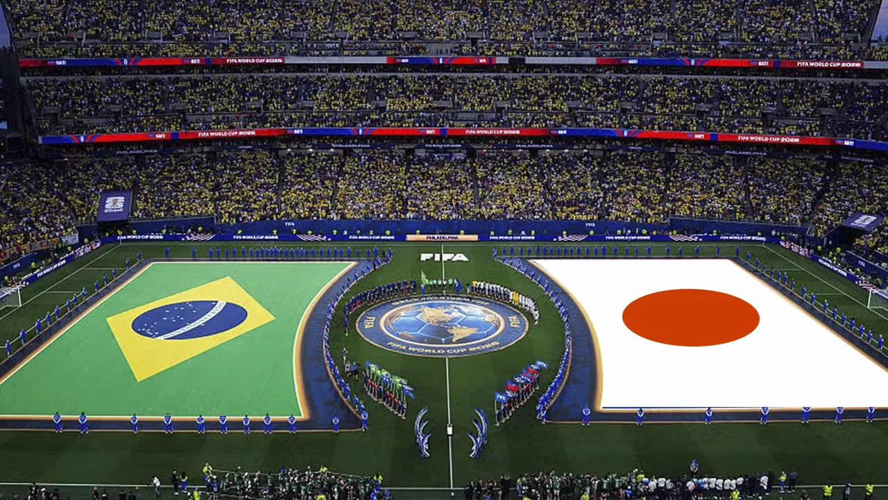 Brasil contra o Japão no jogo das oitavas de final da Copa 2026