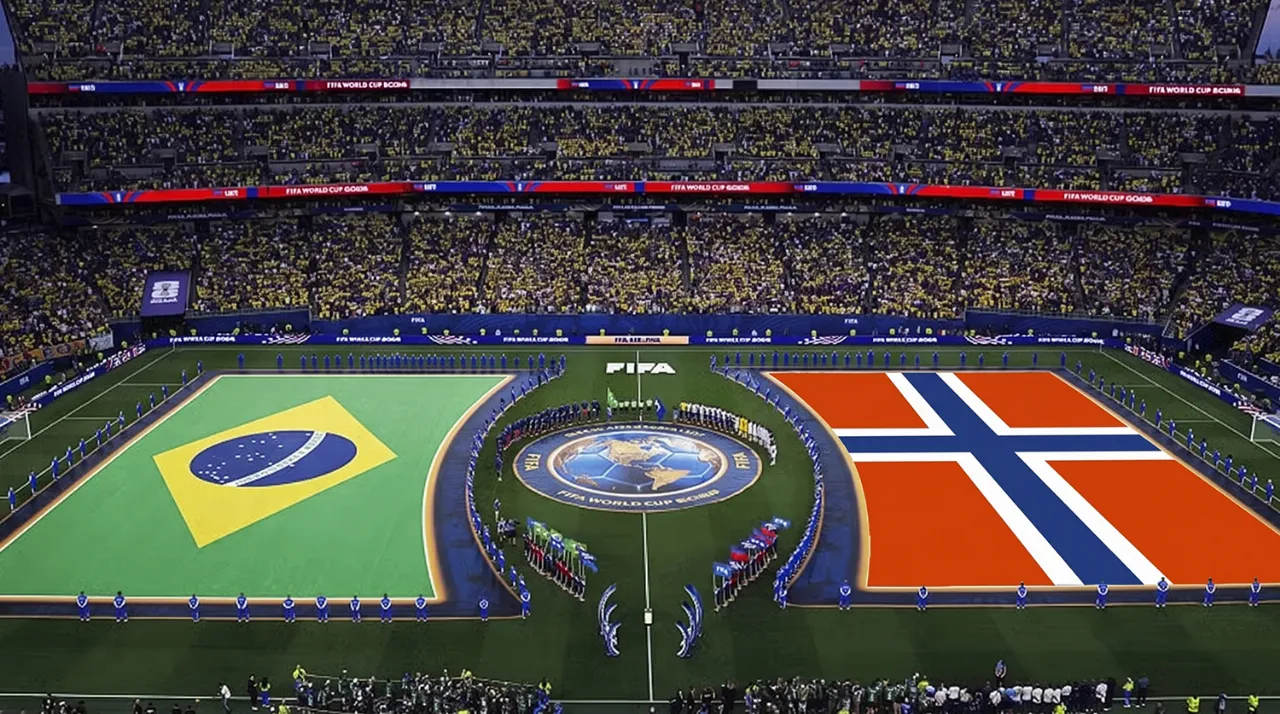 Início do jogo pela Copa do Mundo 2026: Brasil contra Noruega