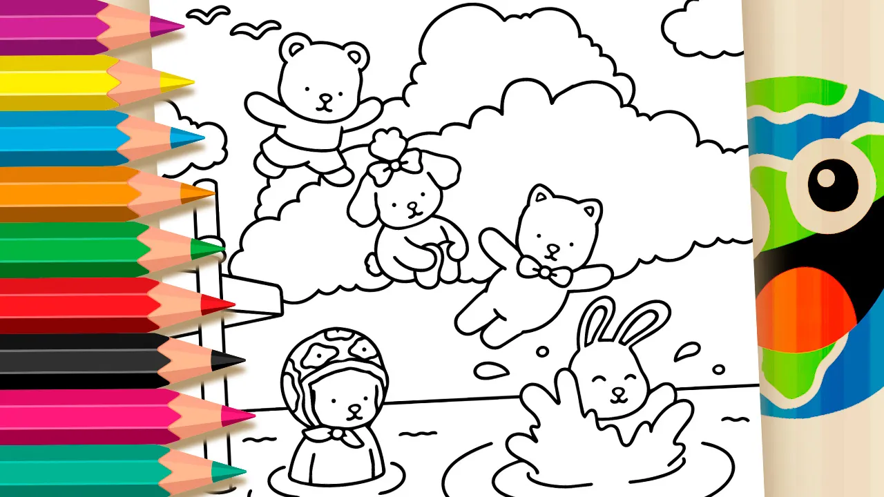 Desenho de Bichinhos Fofinhos no Verão para Colorir
