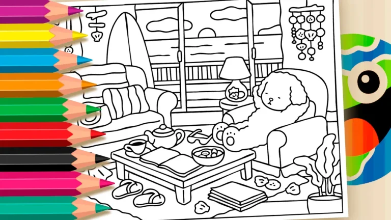 Poodle na Casa de Praia Estilo Bobbie Goods para Colorir