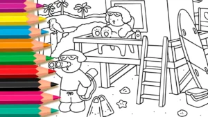 Desenho para colorir Dia de Cair no Mar - Desenho estilo Bobbie Goods