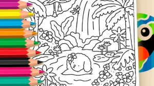 Desenho para colorir Desenho de Filhote na Cachoeira para Colorir
