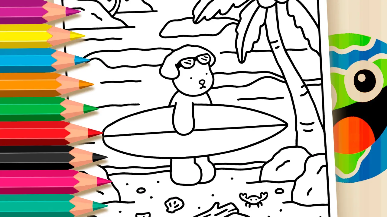 Colorir Cachorro com Prancha de Surf estilo Bobbie Goods