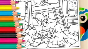 Desenho para colorir Festa do Pijama estilo Bobbie Goods para Colorir