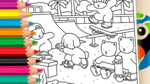 Colorir Skatepark com Amigos estilo Bobbie Goods Online