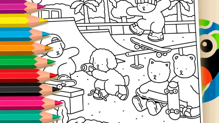 Colorir Skatepark com Amigos estilo Bobbie Goods Online