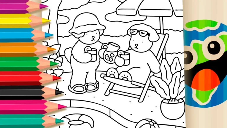 Suquinho e Piscina no Estilo Bobbie Goods para Colorir Online