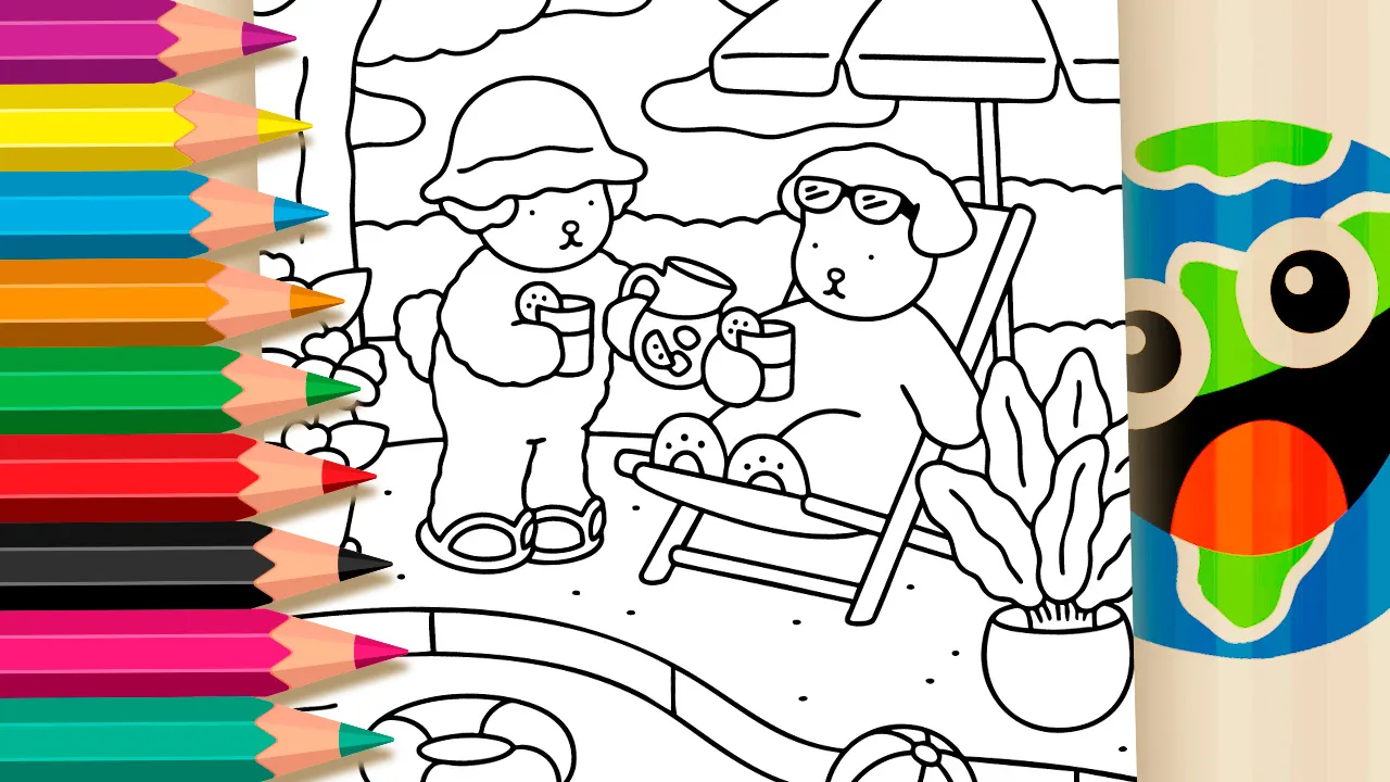 Suquinho e Piscina no Estilo Bobbie Goods para Colorir Online
