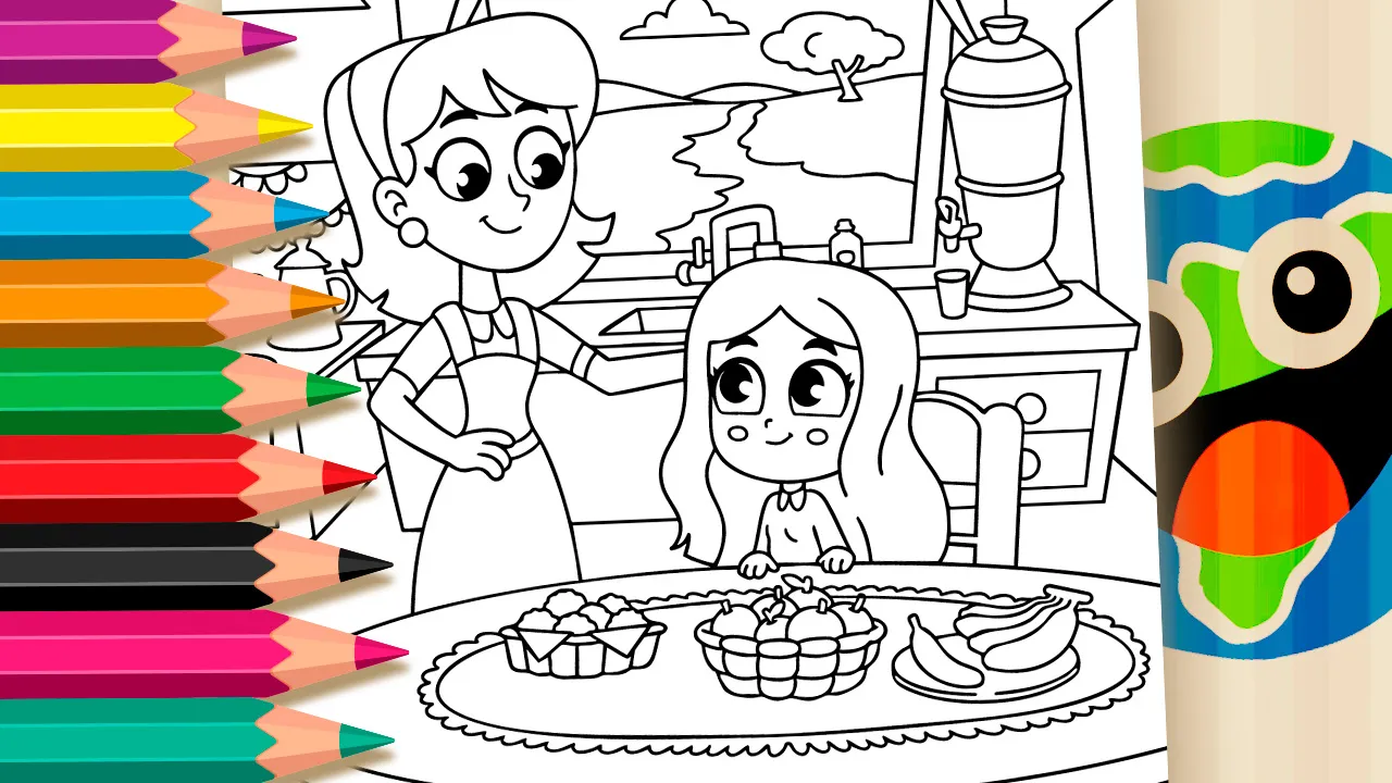 Boiadeirinha no Café da Manhã para Colorir GRÁTIS ▷ Pinte no Celular