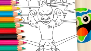 Desenho para colorir Desenho do Canarinho Pistola da Seleção para Colorir
