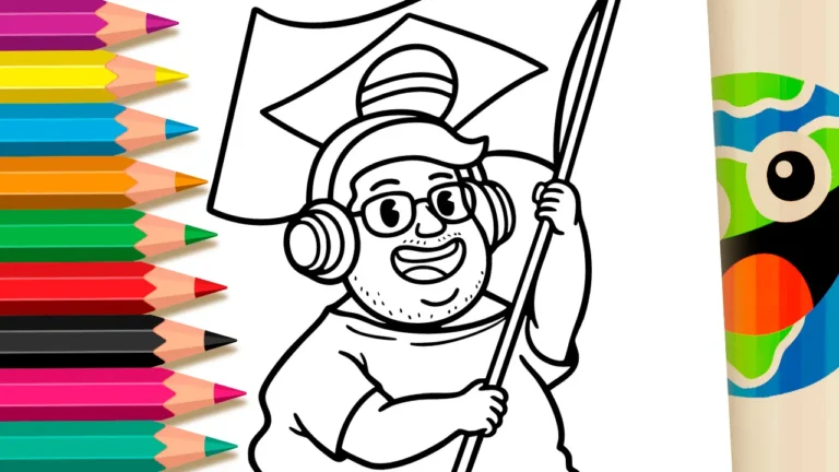 Desenho do Cazé com Bandeira do Brasil para Colorir