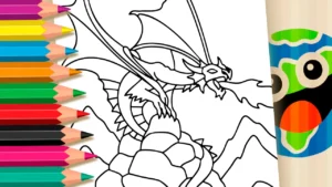 Desenho para colorir Desenho de Dragão Majestoso Fogo para Colorir