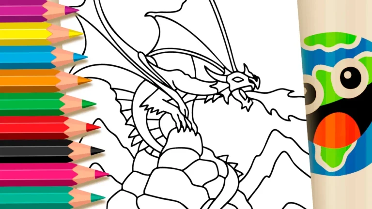 Desenho de Dragão Majestoso Fogo para Colorir