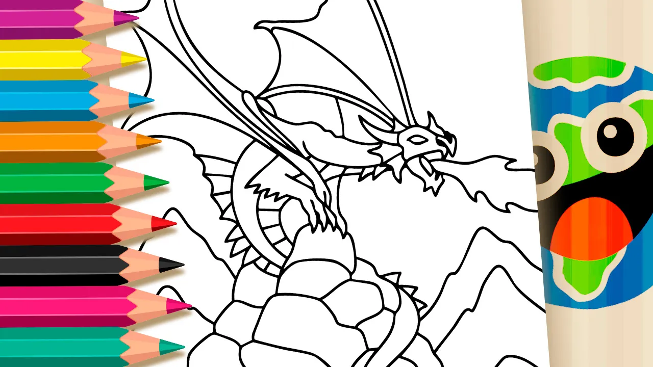 Desenho de Dragão Majestoso Fogo para Colorir