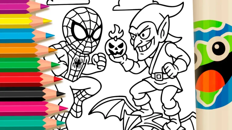 Desenho do Homem-Aranha contra Duende Verde para Colorir