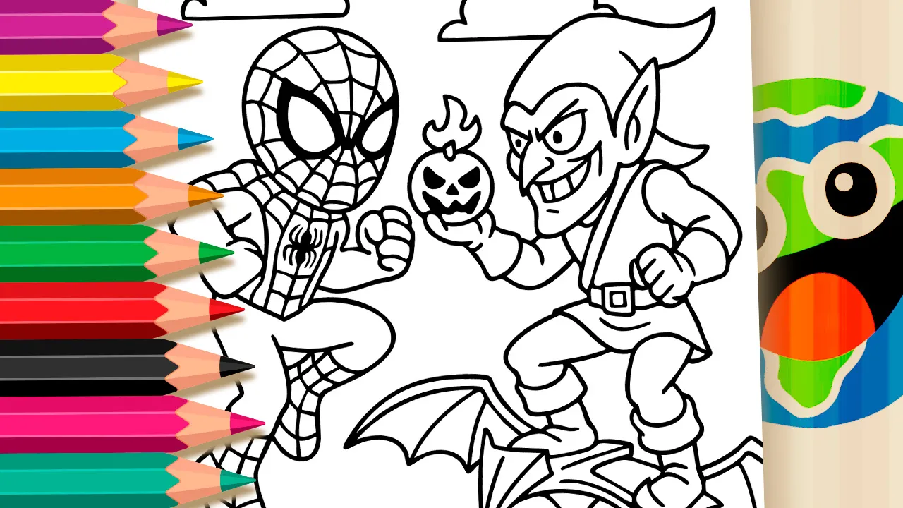 Desenho do Homem-Aranha contra Duende Verde para Colorir