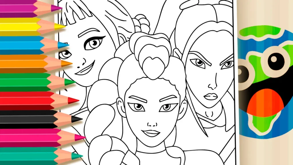 Desenho Poster KPop Demon Hunters para Colorir