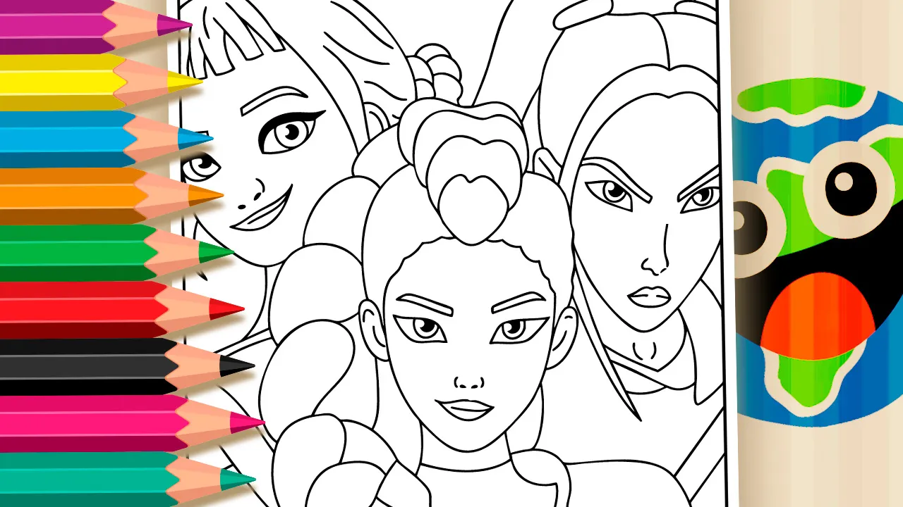 Desenho Poster KPop Demon Hunters para Colorir