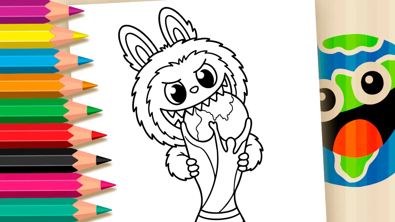 Desenho do Labubu com a Taça da Copa para Colorir
