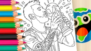 Desenho do Messi Campeão 2022 para Colorir ▷ Pinte no Celular