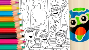Desenho para colorir Desenho de Minions Pintores para Colorir Online
