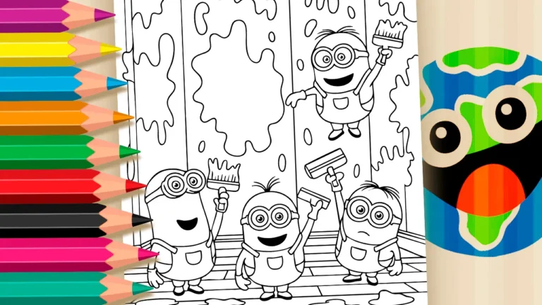 Desenho de Minions Pintores para Colorir Online