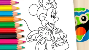 Desenho para colorir Desenho da Minnie Mouse com Bolsinha para Colorir