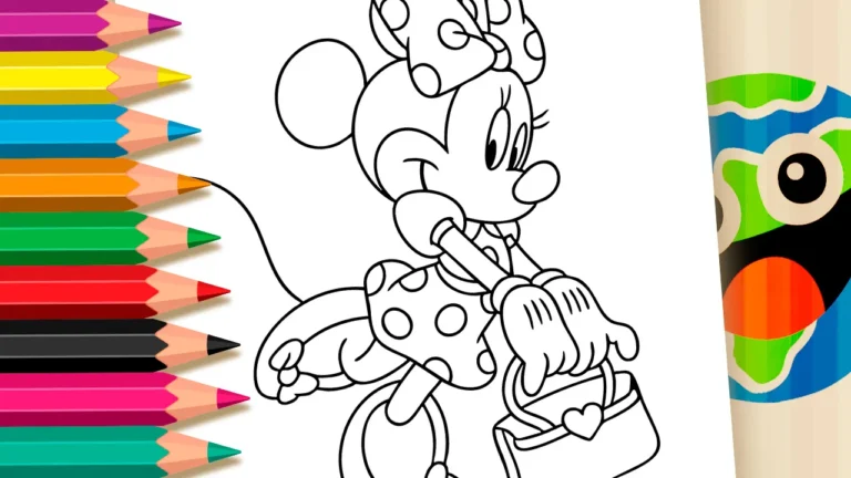 Desenho da Minnie Mouse com Bolsinha para Colorir
