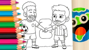 Desenho para colorir Desenho de Neymar e Messi na Copa de 2026 para Colorir