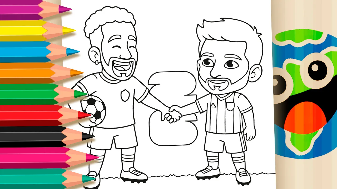 Desenho de Neymar e Messi na Copa de 2026 para Colorir