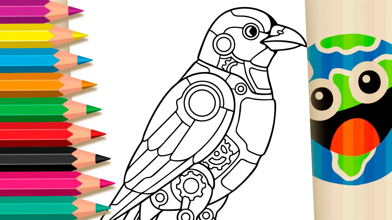 Pássaro Robô Steampunk para Colorir Online
