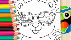 Desenho para colorir Estilo Bobbie Goods de Óculos na Praia: Desenho para Colorir