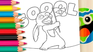 Desenho para colorir Desenho do Stitch com a Bandeira do Brasil para Colorir