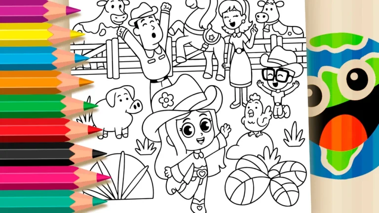 Boiadeirinha e sua Turma Festejando para Colorir ▷ Pinte no Celular