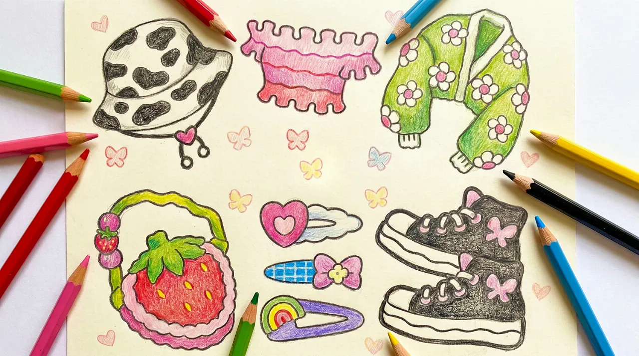 Desenhos para colorir de itens da moda feminina por Coco Wyo