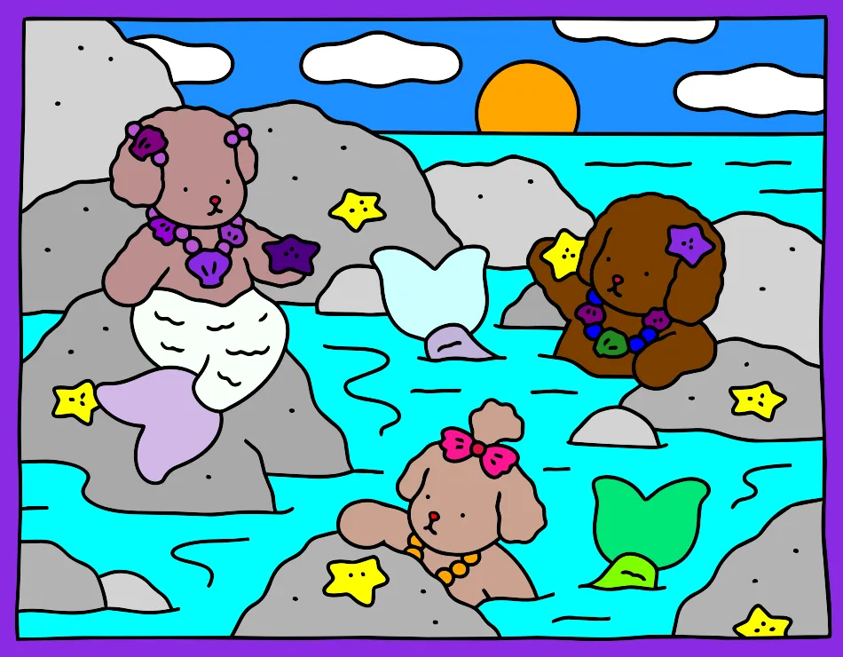 Sereias na água brilhante – Desenho Colorido Online para Pintar e Imprimir | Jogo de Colorir grátis no Mundo dos Jogos